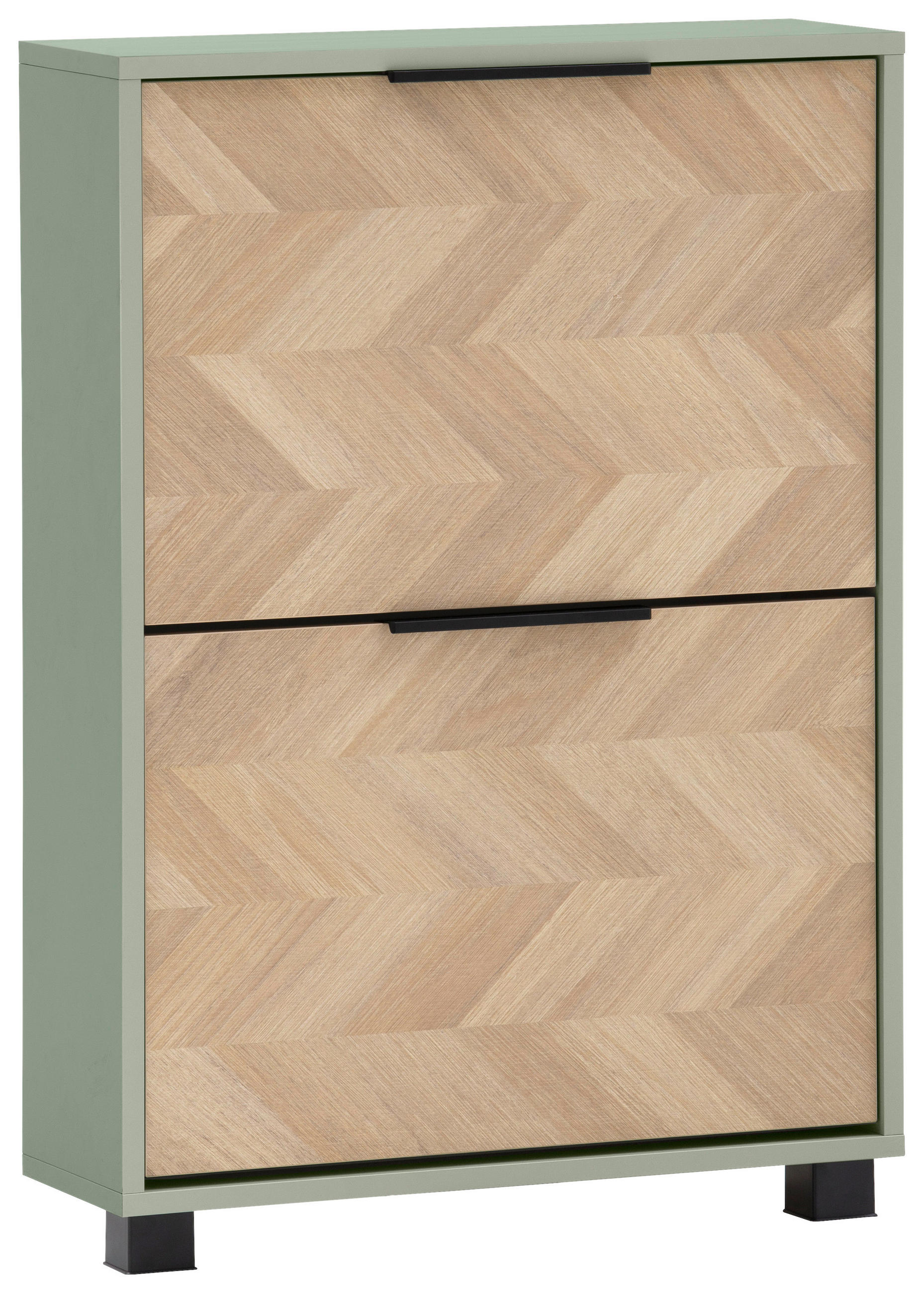 Mid.you Schuhkipper Grün, Eiche 59.8x85.7x19.55 cm