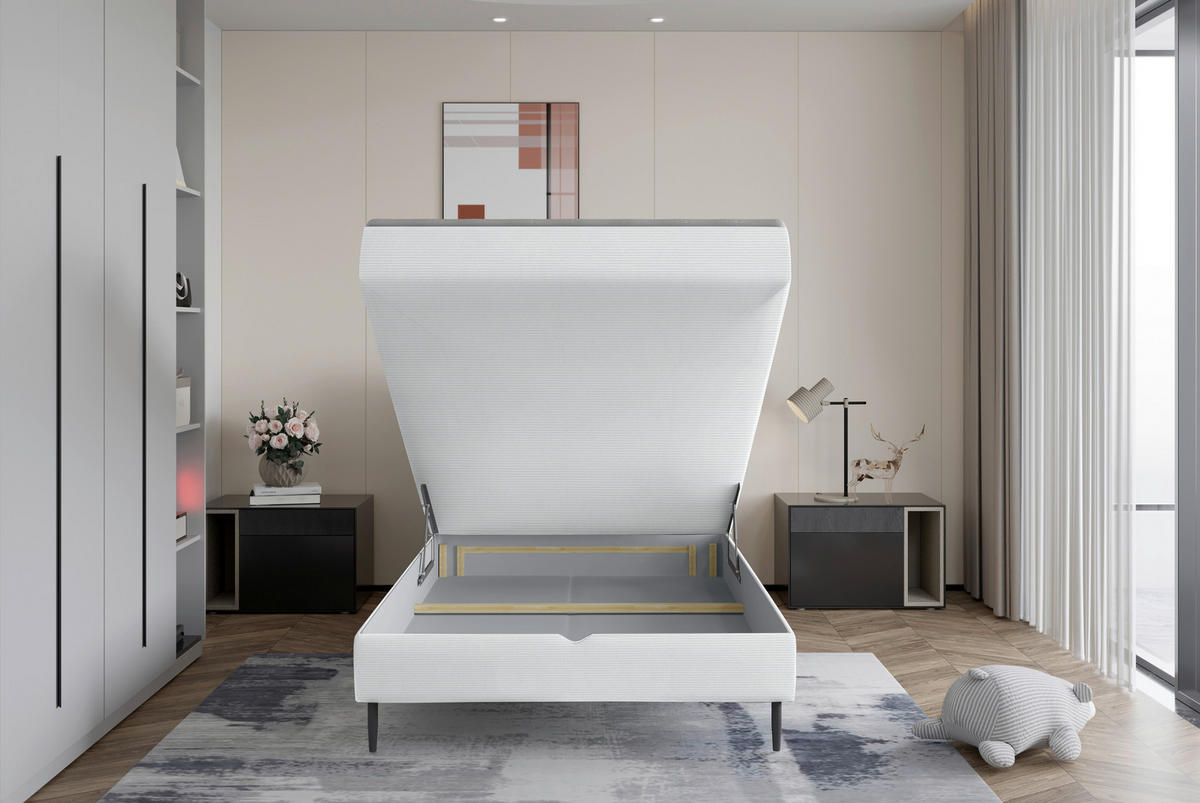 BOXBETT 120/200 cm  in Hellgrau  - Hellgrau/Schwarz, Design, Holz/Holzwerkstoff (120/200cm) - Stylife