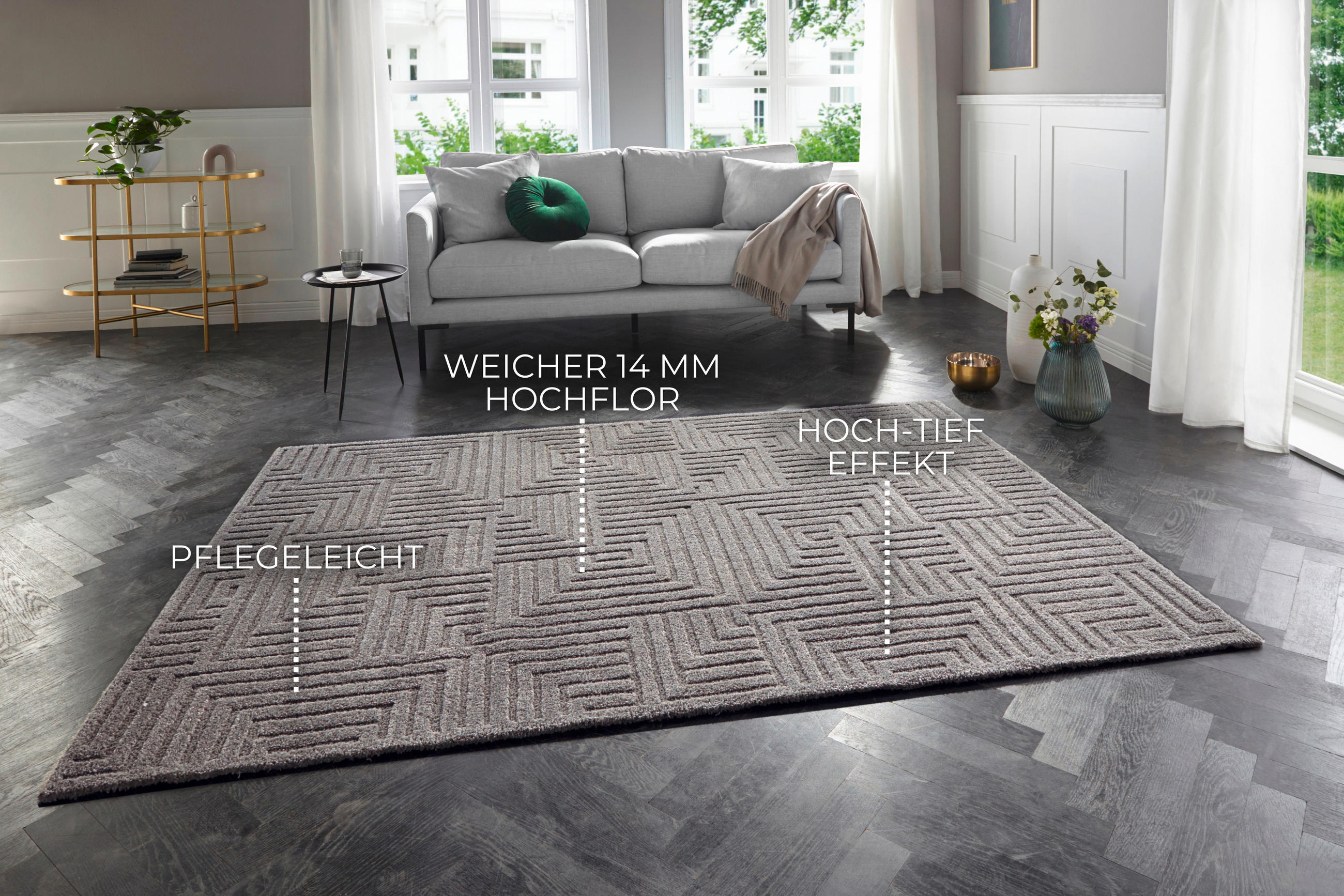 HOCHFLORTEPPICH 80/150 cm New York Grau  - Grau, Basics, Kunststoff/Textil (80/150cm)