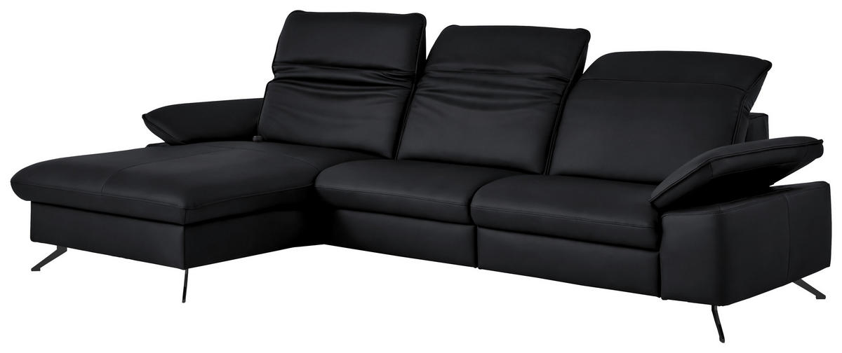 ECKSOFA  Echtleder Anthrazit  - Anthrazit/Schwarz, Design, Leder/Metall (169/307cm) - Beldomo Premium