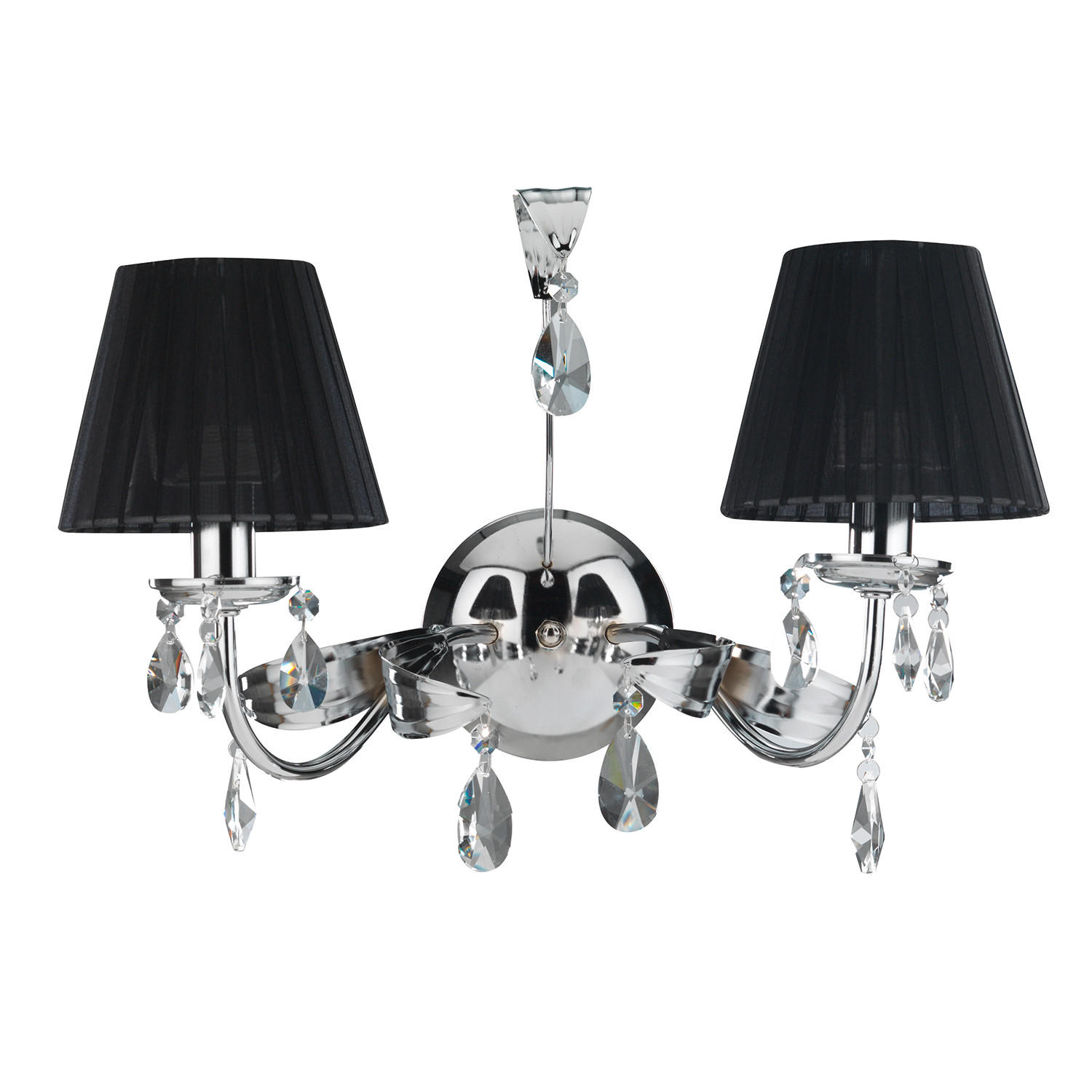 WANDLEUCHTE 46/24/30 cm   - Chromfarben/Schwarz, KONVENTIONELL, Glas/Textil (46/24/30cm)