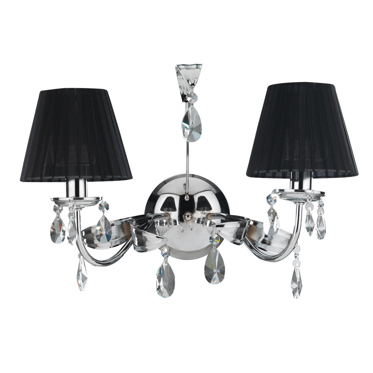 WANDLEUCHTE 46/24/30 cm   - Chromfarben/Schwarz, KONVENTIONELL, Glas/Textil (46/24/30cm)