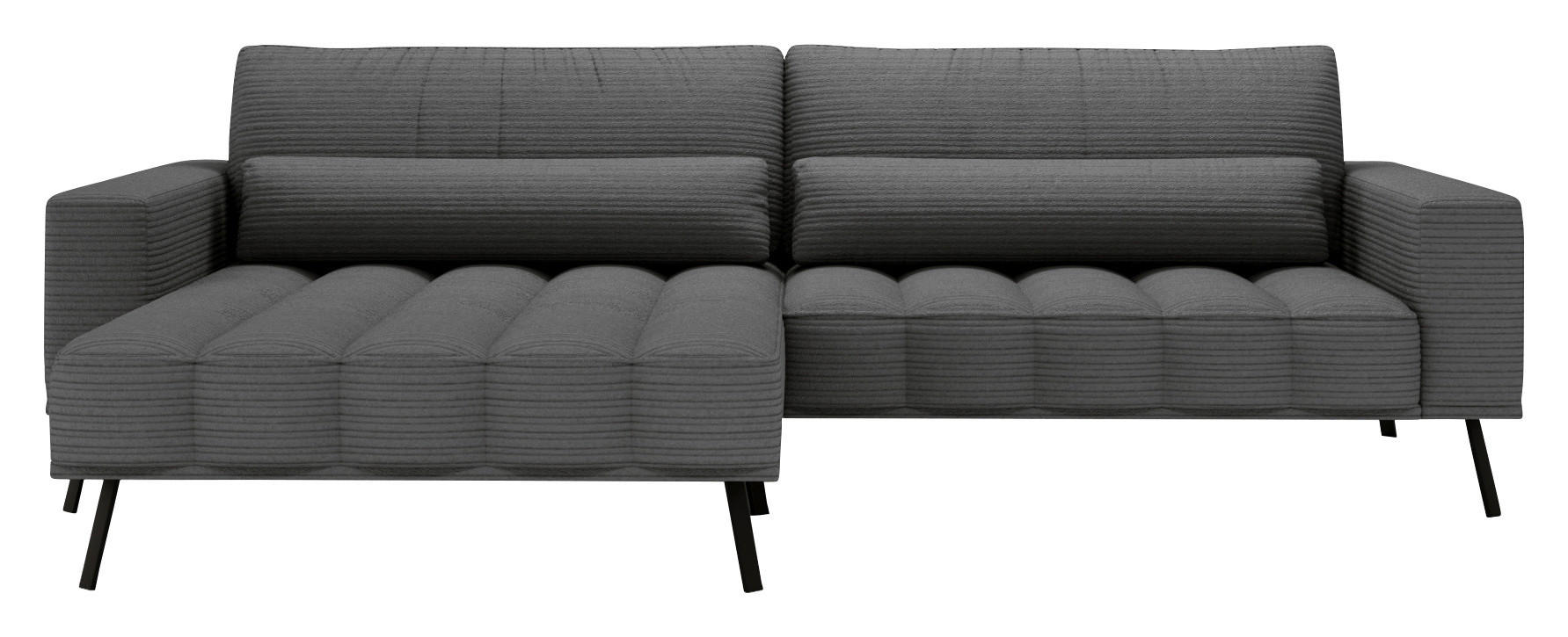 ECKSOFA Anthrazit Cord  - Anthrazit/Schwarz, Design, Textil/Metall (204/291cm) - Lomoco