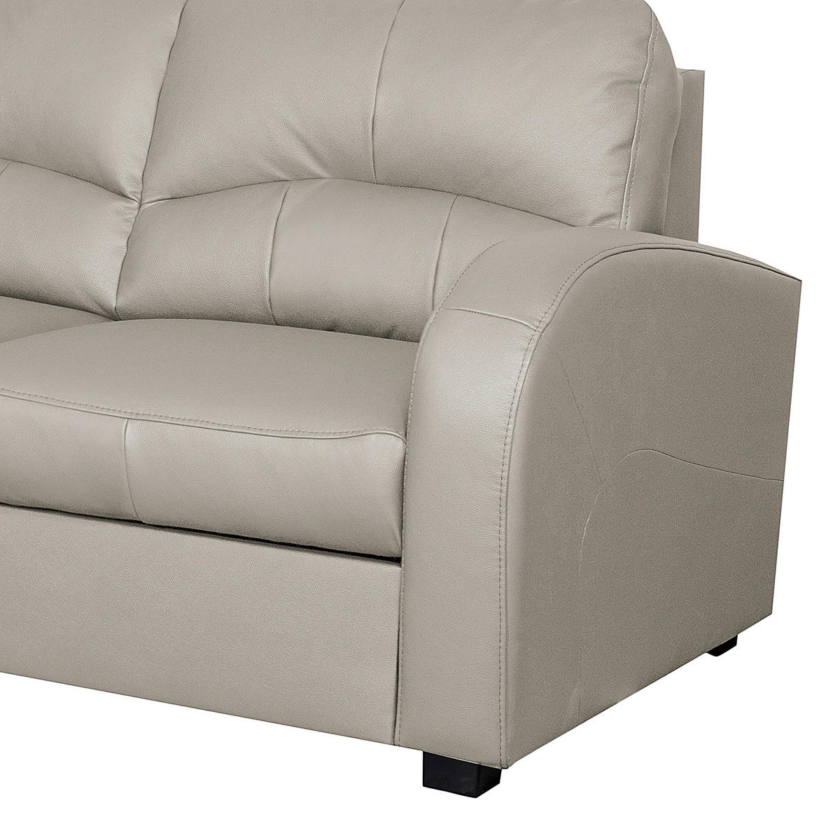 ECKSOFA in Lederlook Echtleder Platinfarben  - Platinfarben/Schwarz, Design, Leder/Kunststoff (168/227cm) - Livetastic