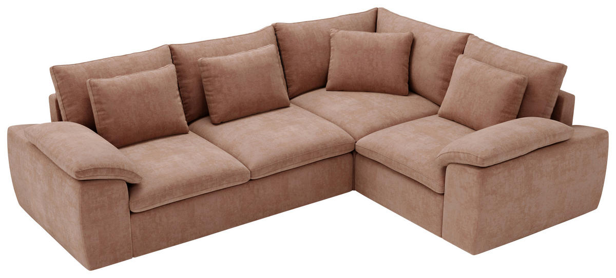 ECKSOFA Chenille Koralle  - Koralle/Schwarz, Design, Kunststoff/Textil (289/216cm) - Livetastic