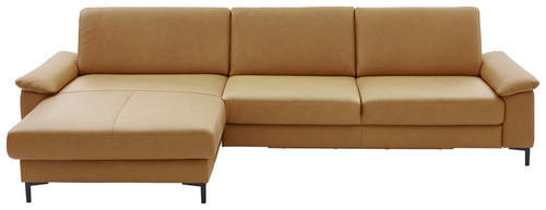 ECKSOFA in Echtleder Currygelb  - Currygelb/Schwarz, Design, Leder/Metall (176/334cm) - Dieter Knoll