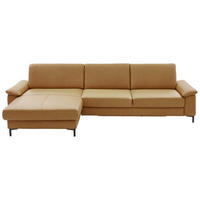 ECKSOFA in Echtleder Currygelb  - Currygelb/Schwarz, Design, Leder/Metall (176/334cm) - Dieter Knoll
