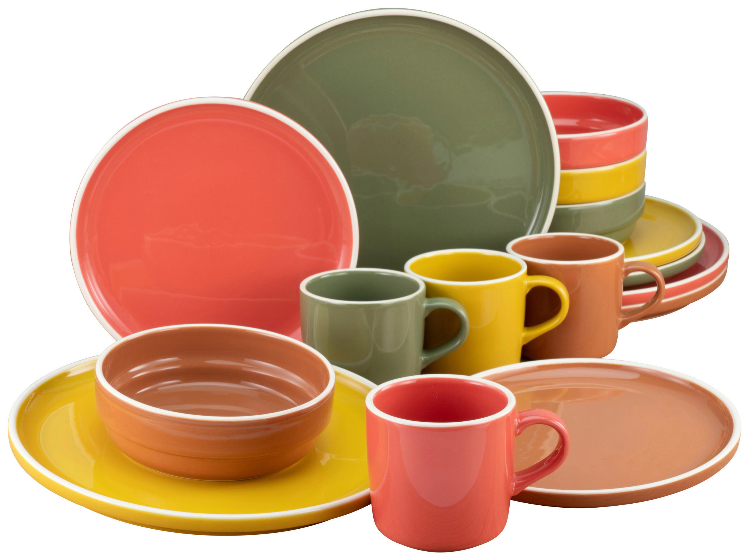 KOMBINOVANÁ SOUPRAVA, 16dílné, pórovina - vícebarevná, Basics, keramika (38,5/38,5/34cm) - Creatable