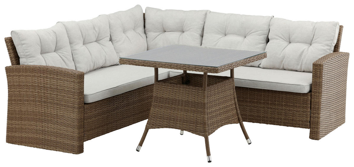 LOUNGEGARNITUR   Rattan  - Braun, KONVENTIONELL, Holz - Gardenson