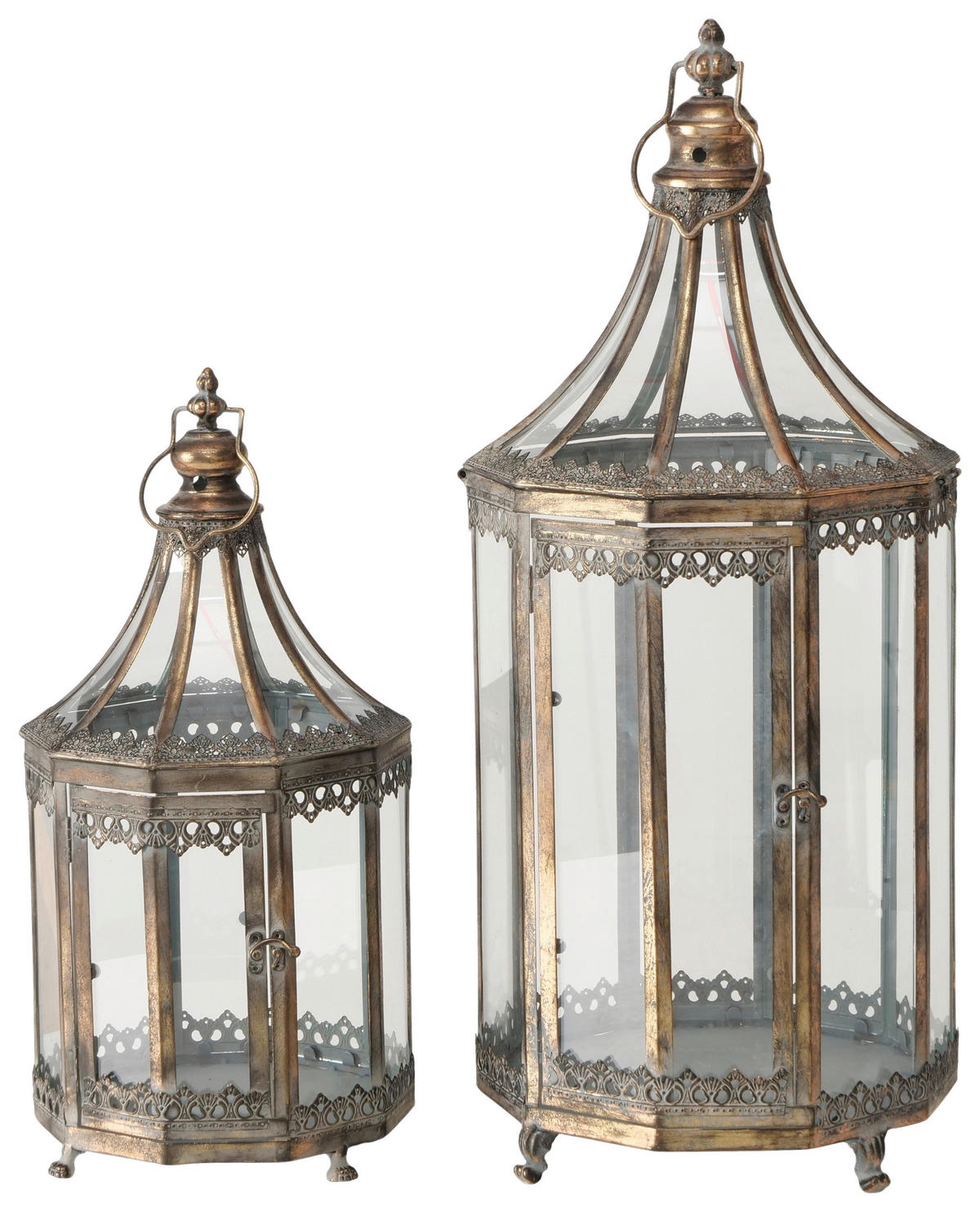 LATERNE - Goldfarben, Trend, Metall (26,5/25/54cm) - Ambia Home