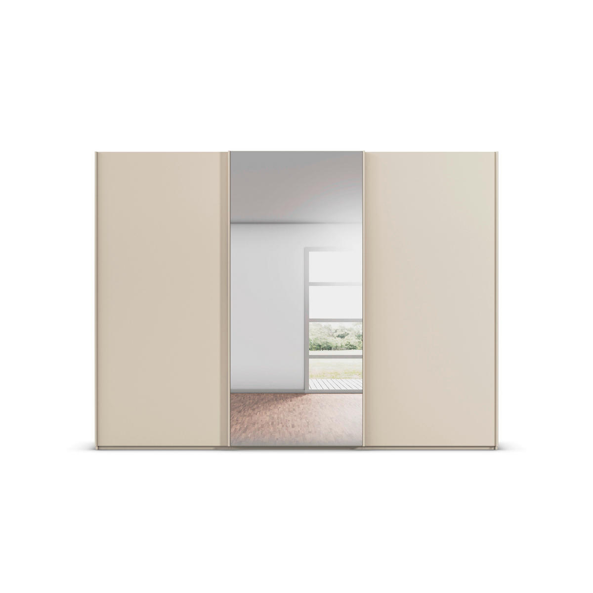 SCHWEBETÜRENSCHRANK 301/223/69 cm,  in Champagner, 3 Tür(en)  - Champagner, Basics, Glas/Holzwerkstoff (301/223/69cm) - Rauch Möbel