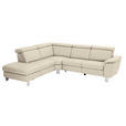 ECKSOFA in Echtleder Creme  - Creme/Alufarben, Design, Leder/Metall (242/271cm) - Cantus