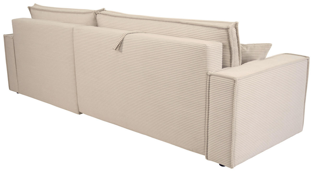 ECKSOFA inkl. Funktionen Beige Cord  - Beige/Schwarz, Design, Textil (267/141cm) - Xora