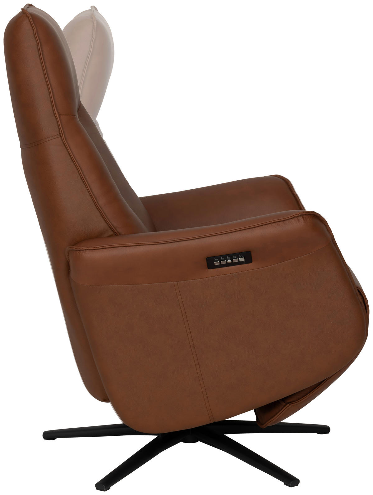 RELAXSESSEL Lederlook Echtleder    - Schwarz/Kupferfarben, Design, Leder/Holz (79/110/83cm) - Livetastic