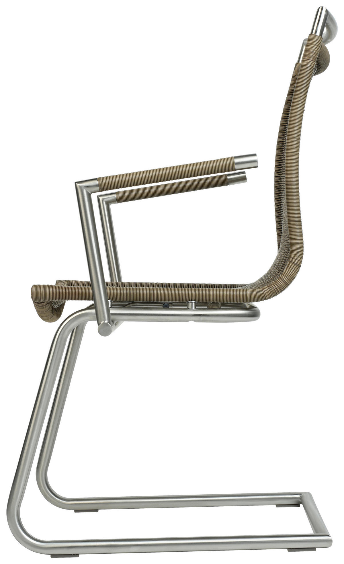 ARMLEHNSTUHL  in Edelstahl, Stahl matt, Struktur  - Hellbraun/Edelstahlfarben, Design, Kunststoff/Metall (53/96/64cm) - Valdera