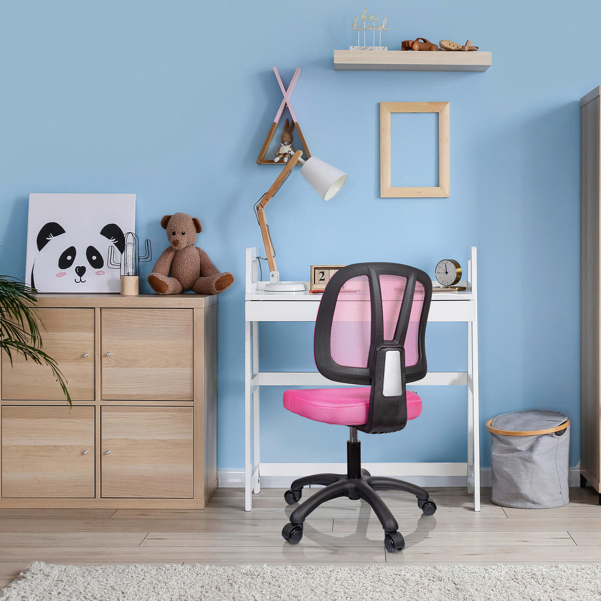 OTOČNÁ ŽIDLE PRO MLÁDEŽ, síťovina, růžová - růžová, Basics, textil/plast (46/84/51cm) - MID.YOU