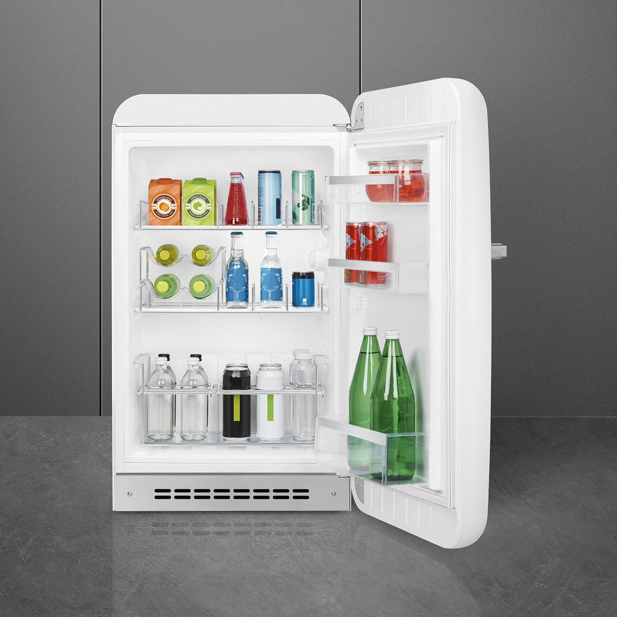 KÜHLSCHRANK 54.5/97.0/70.1 cm  - Weiss Hochglanz, Trend, Metall (54.5/97.0/70.1cm) - SMEG