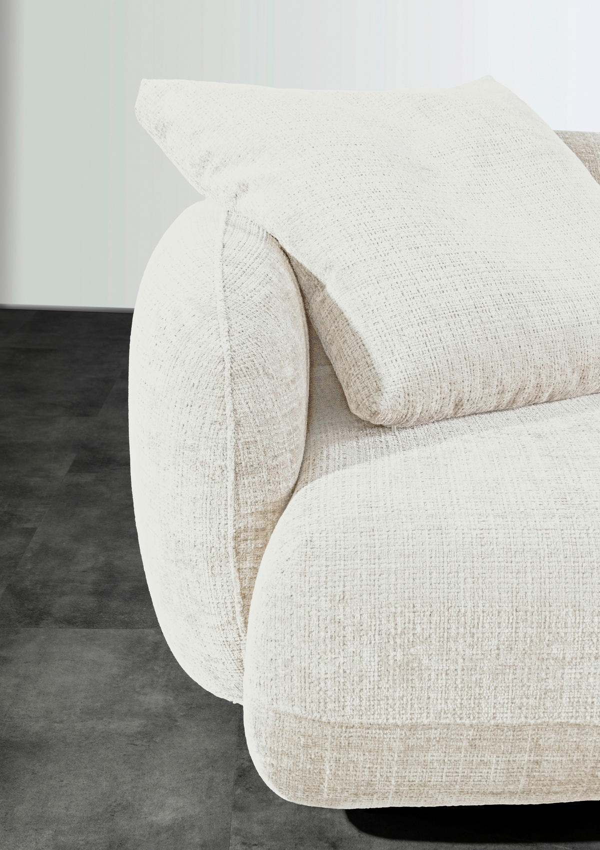 BIGSOFA Chenille Creme  - Creme/Schwarz, MODERN, Kunststoff/Textil (270/112/125cm) - Carryhome