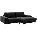 ECKSOFA  in Velours Schwarz  253/177 cm  - Schwarz, Design, Textil/Metall (253/177cm) - Dieter Knoll
