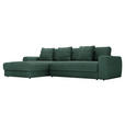 ECKSOFA in Cord Grün  182/302 cm  - Schwarz/Grün, MODERN, Kunststoff/Textil (182/302cm) - Carryhome