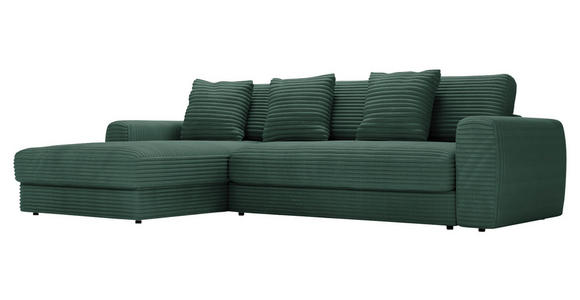 ECKSOFA in Cord Grün  182/302 cm  - Schwarz/Grün, MODERN, Kunststoff/Textil (182/302cm) - Carryhome