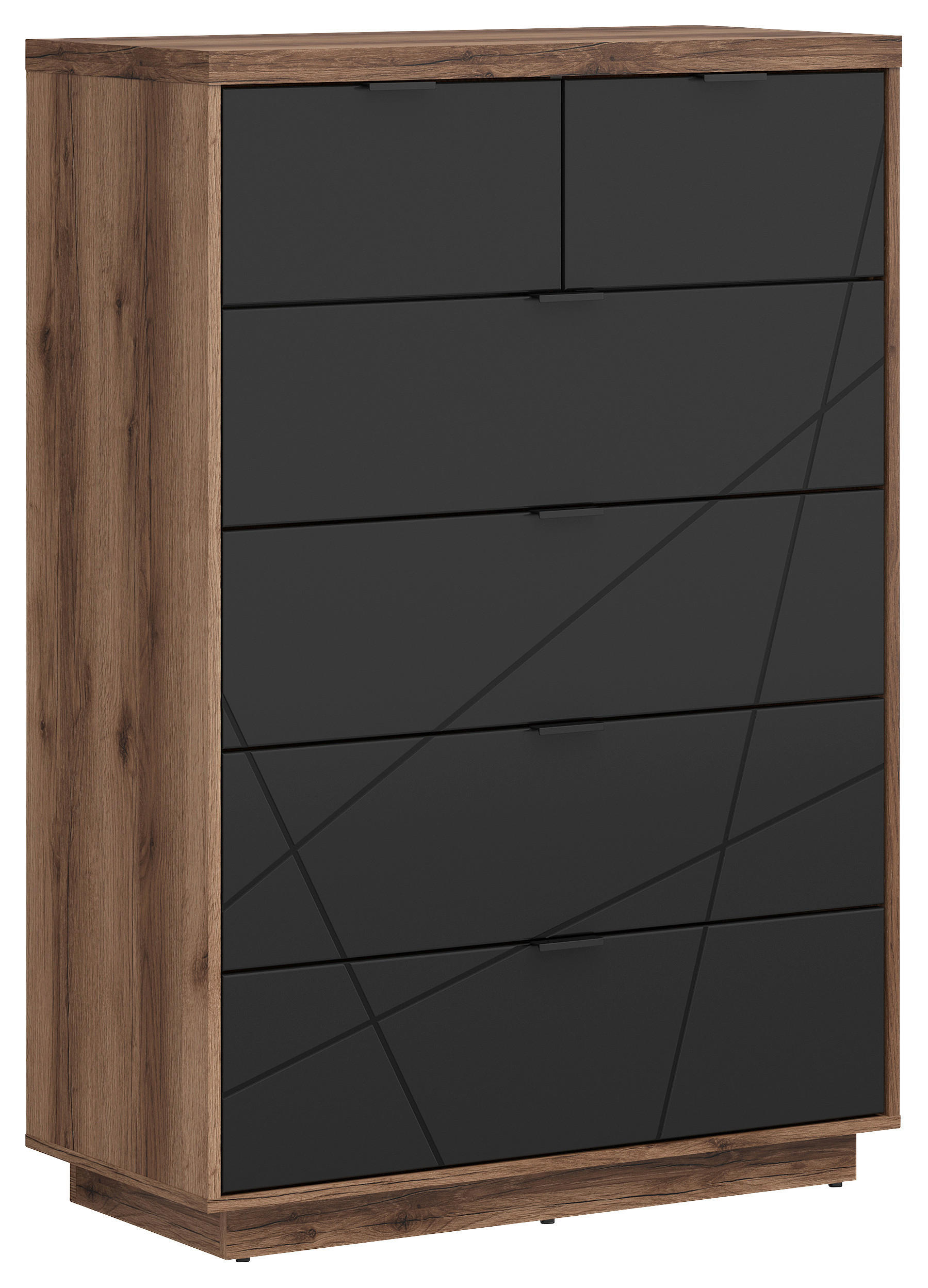 KOMMODE 90/130,5/42,5 cm  in Schwarz, Eichefarben  - Eichefarben/Schwarz, Design, Holzwerkstoff/Kunststoff (90/130,5/42,5cm)
