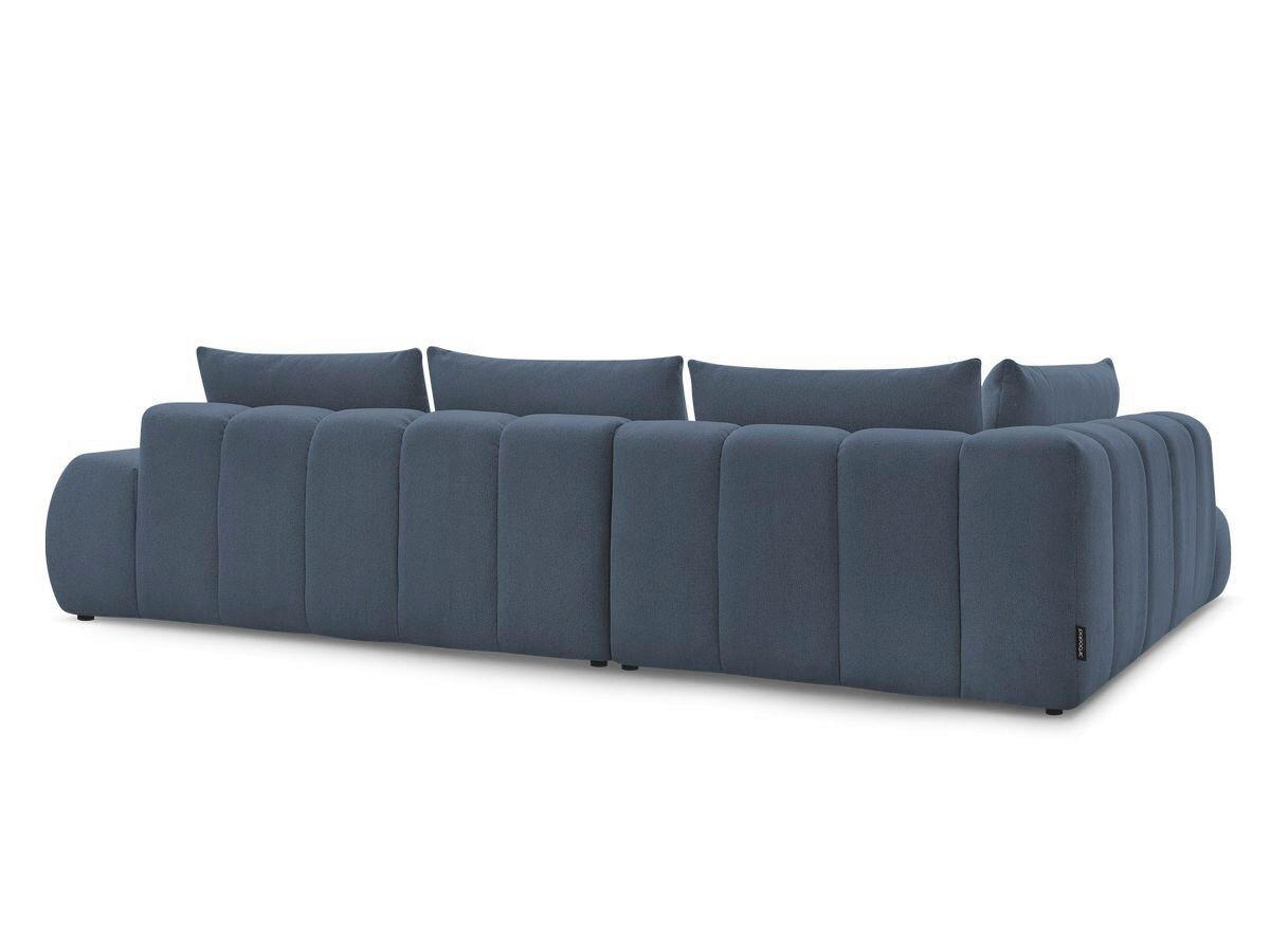ECKSOFA Ottomane links  EVEREST Dunkelblau Flachgewebe  - Schwarz/Dunkelblau, MODERN, Kunststoff/Textil (210/352cm) - Livetastic