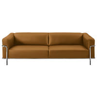 3-SITZER-SOFA Echtleder Currygelb  - Chromfarben/Currygelb, Design, Leder/Metall (236/67/96cm) - Johann Jakob