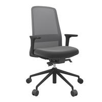 DREHSTUHL Lederlook Grau, Schwarz  - Schwarz/Grau, MODERN, Kunststoff/Textil (70/103-115/70cm)