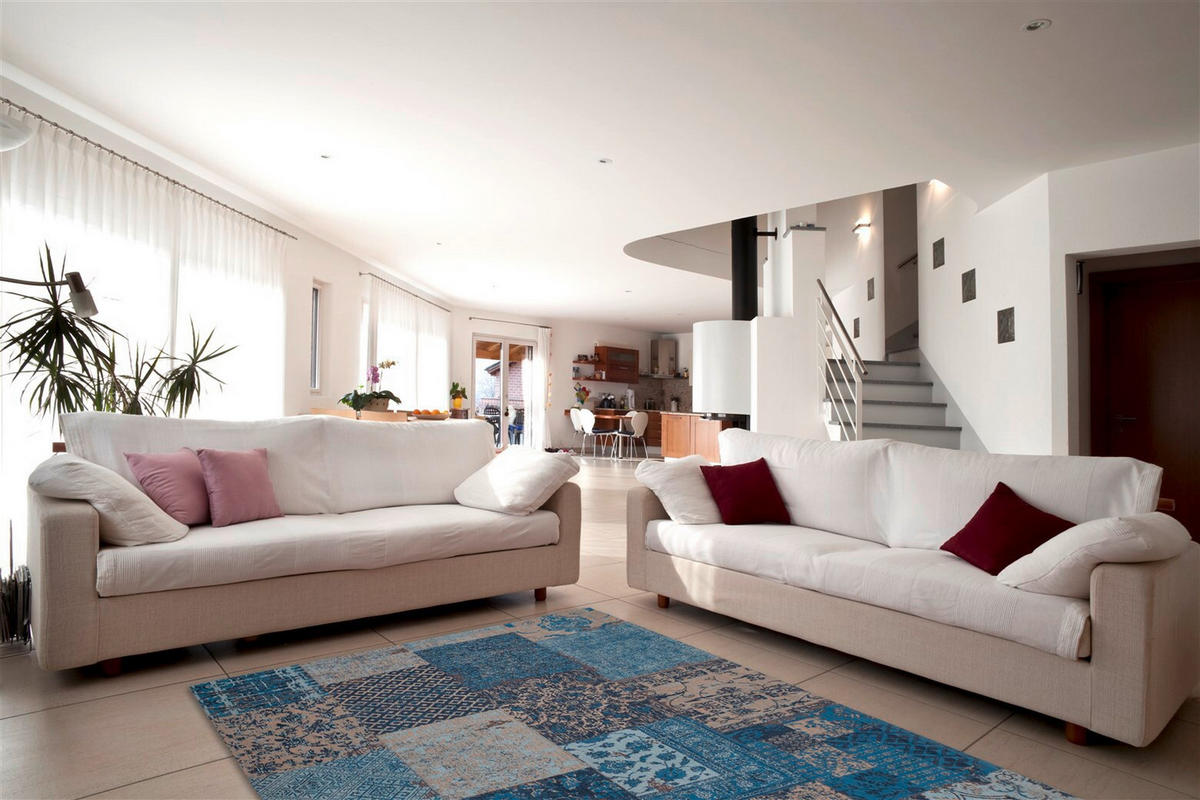 LÄUFER 80/150 cm Symphony 160 Blau  - Blau, KONVENTIONELL, Textil (80/150cm) - Kayoom