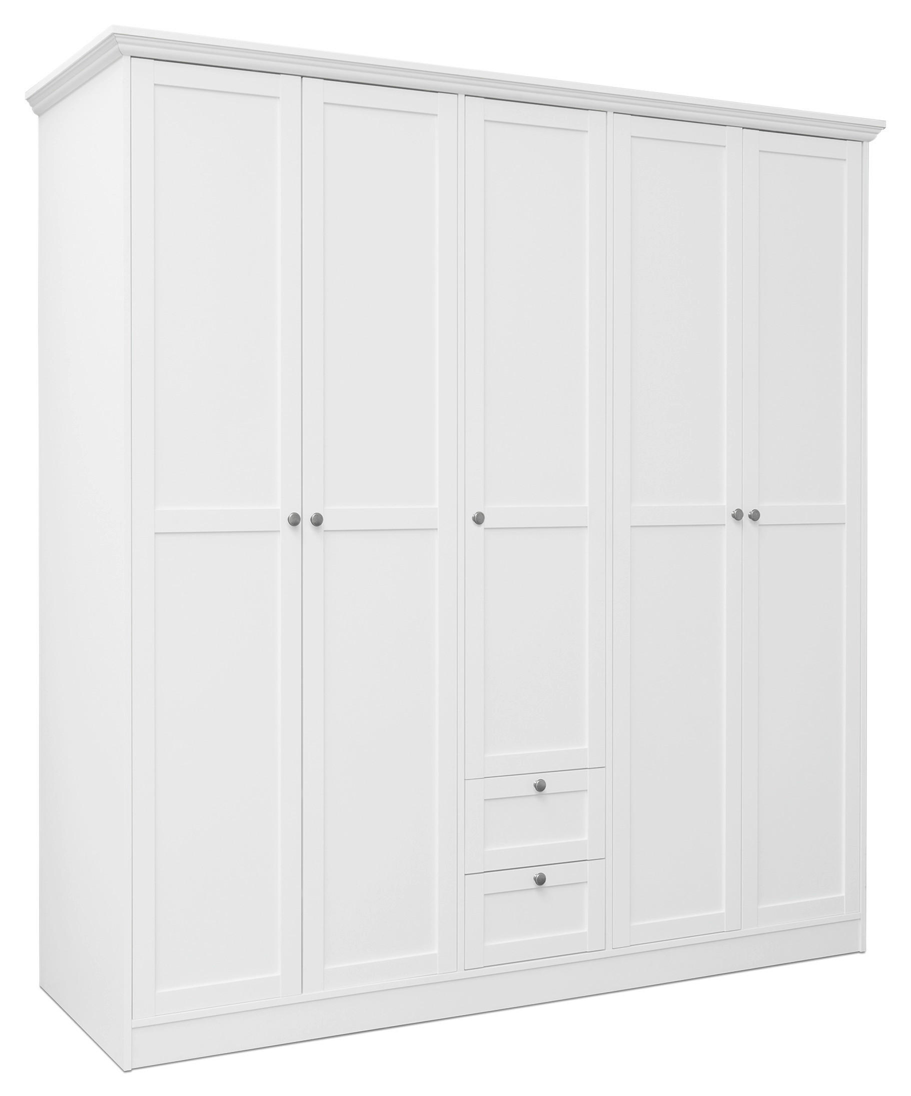 DREHTÜRENSCHRANK in Weiss - Weiss/Silberfarben, Lifestyle, Holzwerkstoff/Metall (190/200/67cm) - MID.YOU