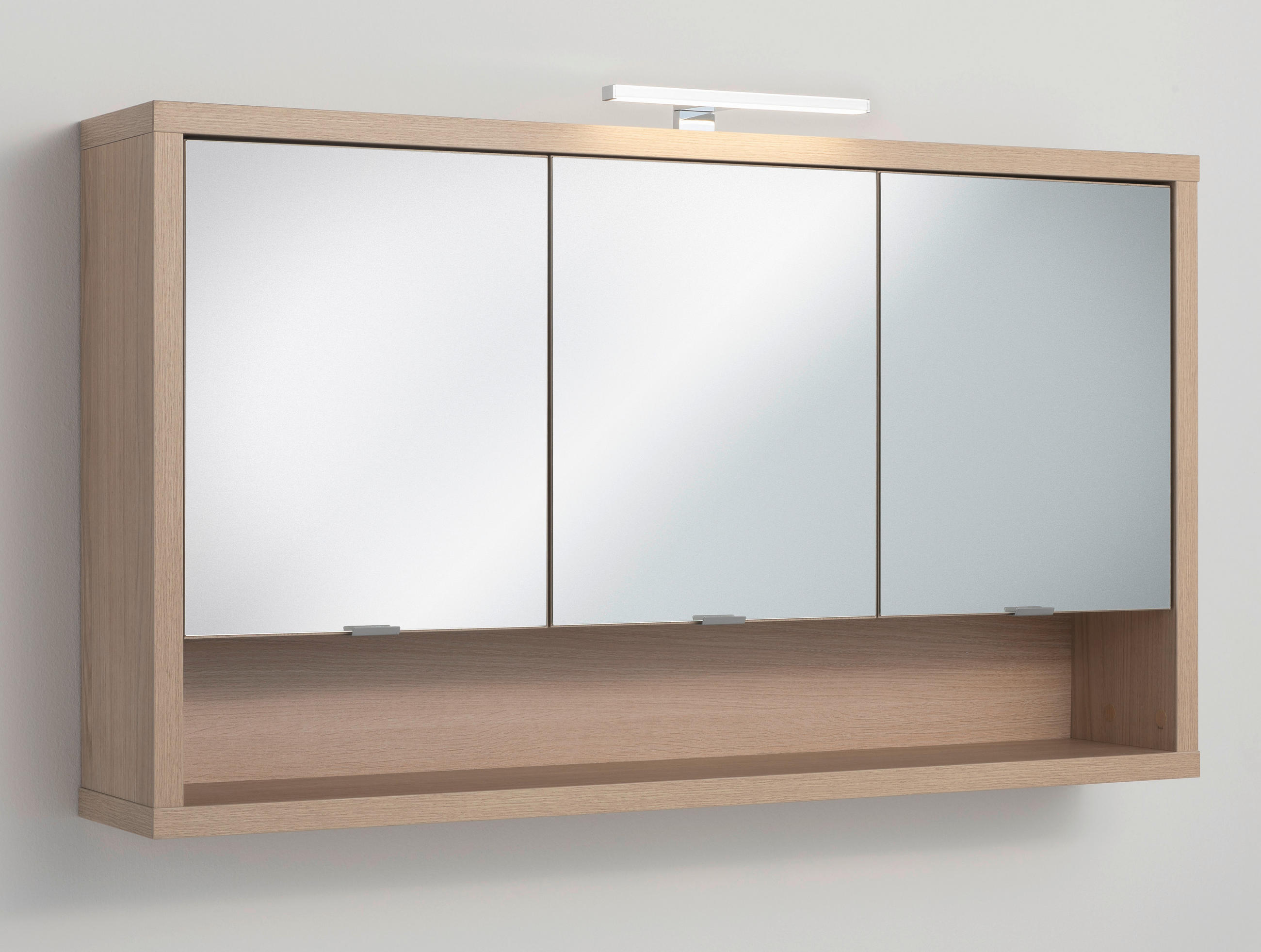 OMARA Z OGLEDALOM 123/69/22 cm  - barve hrasta/bela, Moderno, leseni material (123/69/22cm) - Xora