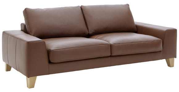 SOFA in Echtleder Braun - Eichefarben/Braun, Design, Leder/Holz (226/88/107cm) - Dieter Knoll