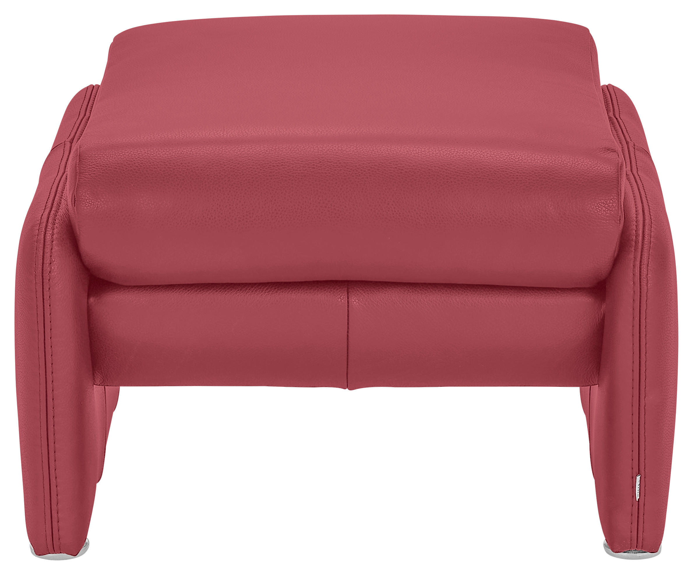 HOCKER Echtleder Rot  - Chromfarben/Rot, KONVENTIONELL, Leder/Metall (60/42/62cm) - Celina Home
