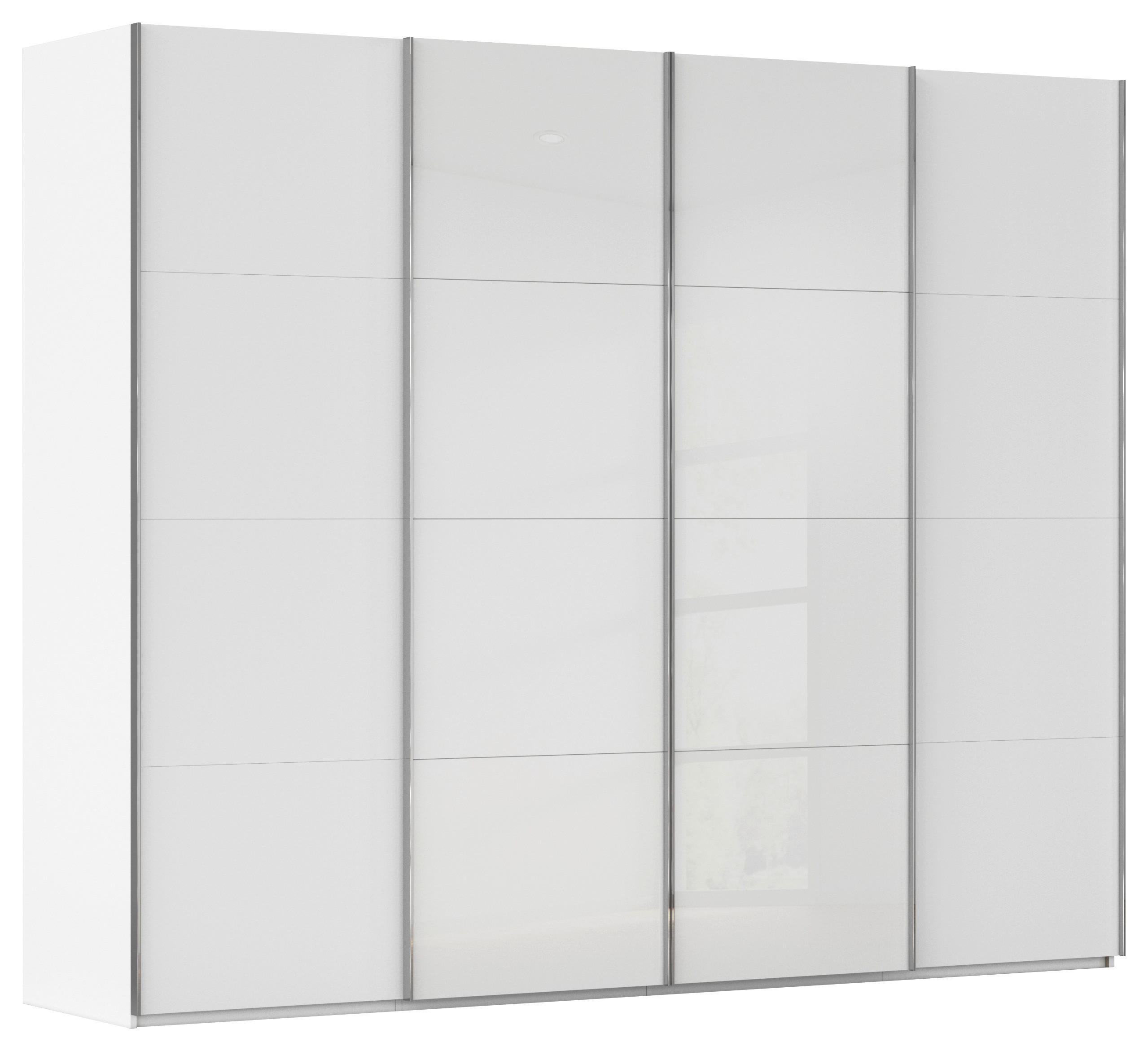 SCHWEBETÜRENSCHRANK 271/223/68 cm 4-türig Weiß  - Chromfarben/Weiß, KONVENTIONELL, Glas/Holzwerkstoff (271/223/68cm) - Novel