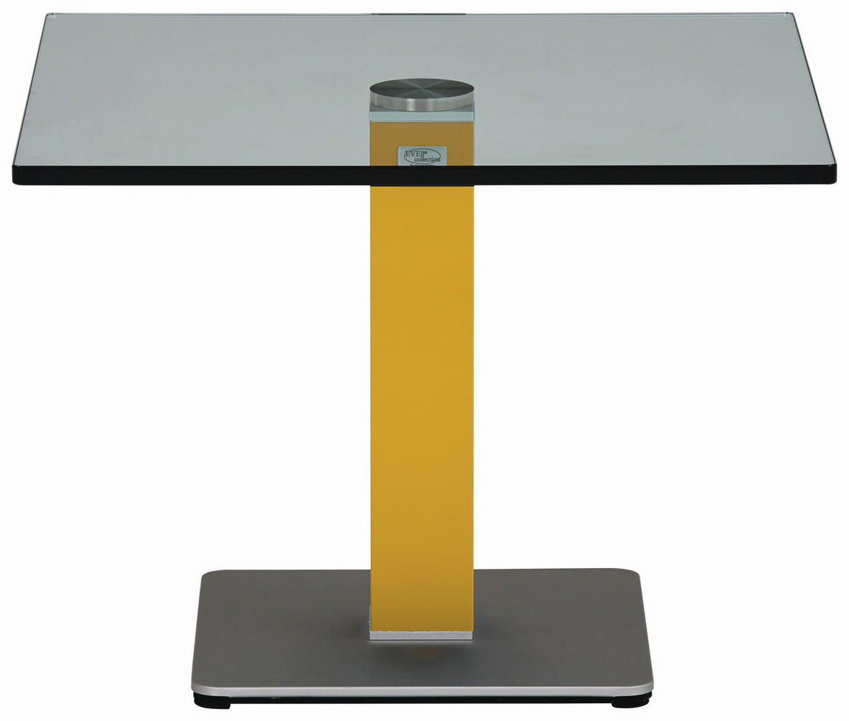 BEISTELLTISCH 60/60/44,5 cm Gelb, Silberfarben quadratisch  - Gelb/Silberfarben, KONVENTIONELL, Glas/Holzwerkstoff (60/60/44,5cm)