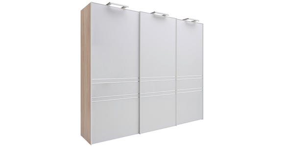 SCHWEBETÜRENSCHRANK in Sonoma Eiche - Chromfarben/Sonoma Eiche, Design, Glas/Holzwerkstoff (280/240/68cm) - Moderano