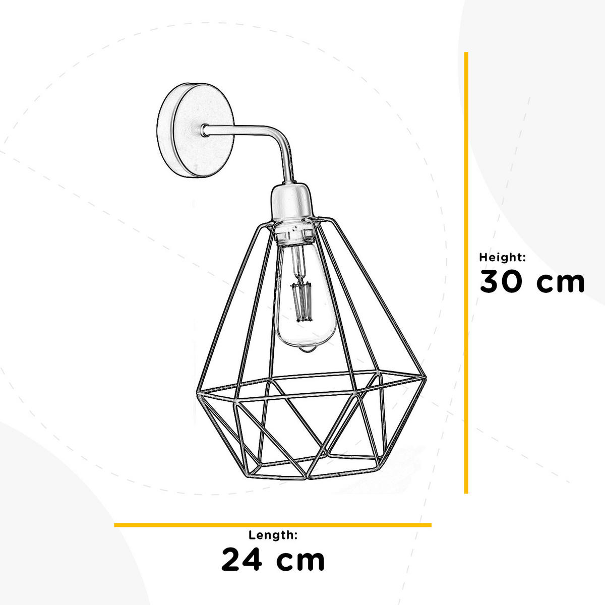WANDLEUCHTE 24/24/30 cm   - Schwarz, Basics, Metall (24/24/30cm)