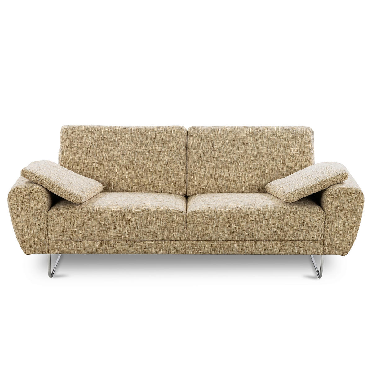 3-SITZER-SOFA SPRING in Webstoff Hellbraun Modern  - Chromfarben/Hellbraun, Design, Textil/Metall (187/85/92cm) - Livetastic