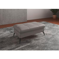 HOCKER in Leder Hellgrau  - Hellgrau/Schwarz, Konventionell, Leder/Metall (102/47/69cm) - Sit & More
