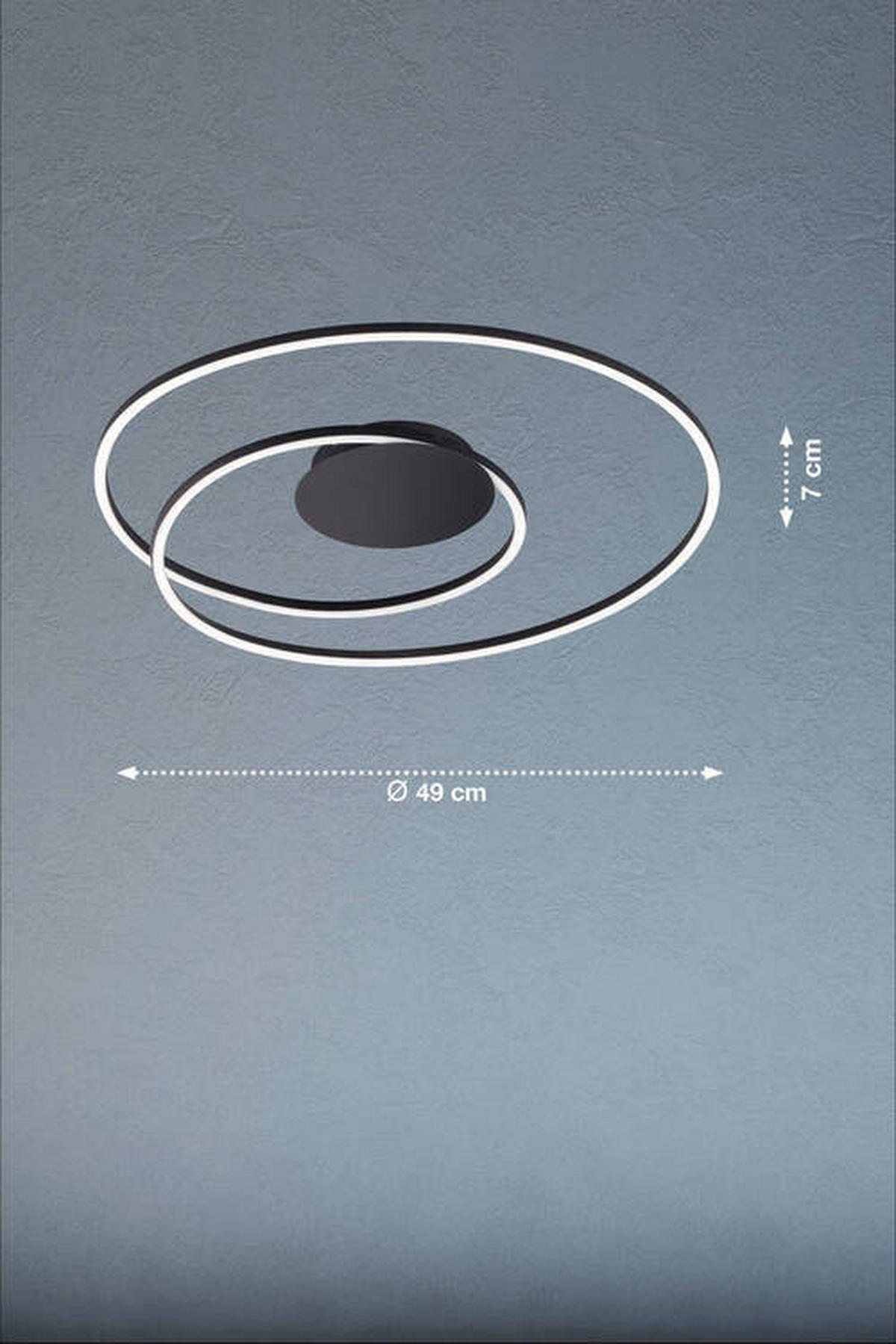 LED-DECKENLEUCHTE Holy 49/7,5 cm   - Schwarz, Design, Metall (49/7,5cm) - Fischer & Honsel