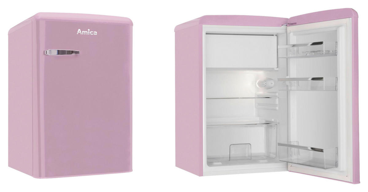 KÜHLSCHRANK 55/86/61,5 cm KS 15616 P  - Pink/Rosa, Basics, Glas/Metall (55/86/61,5cm) - Amica