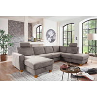 WOHNLANDSCHAFT  in Flachgewebe Taupe  - Taupe/Eichefarben, KONVENTIONELL, Holz/Textil (161/309/213cm) - Sit & More