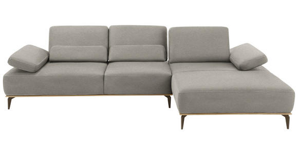 WOHNLANDSCHAFT Grau Flachgewebe - Beige/Bronzefarben, Design, Textil/Metall (298/178cm) - Valnatura