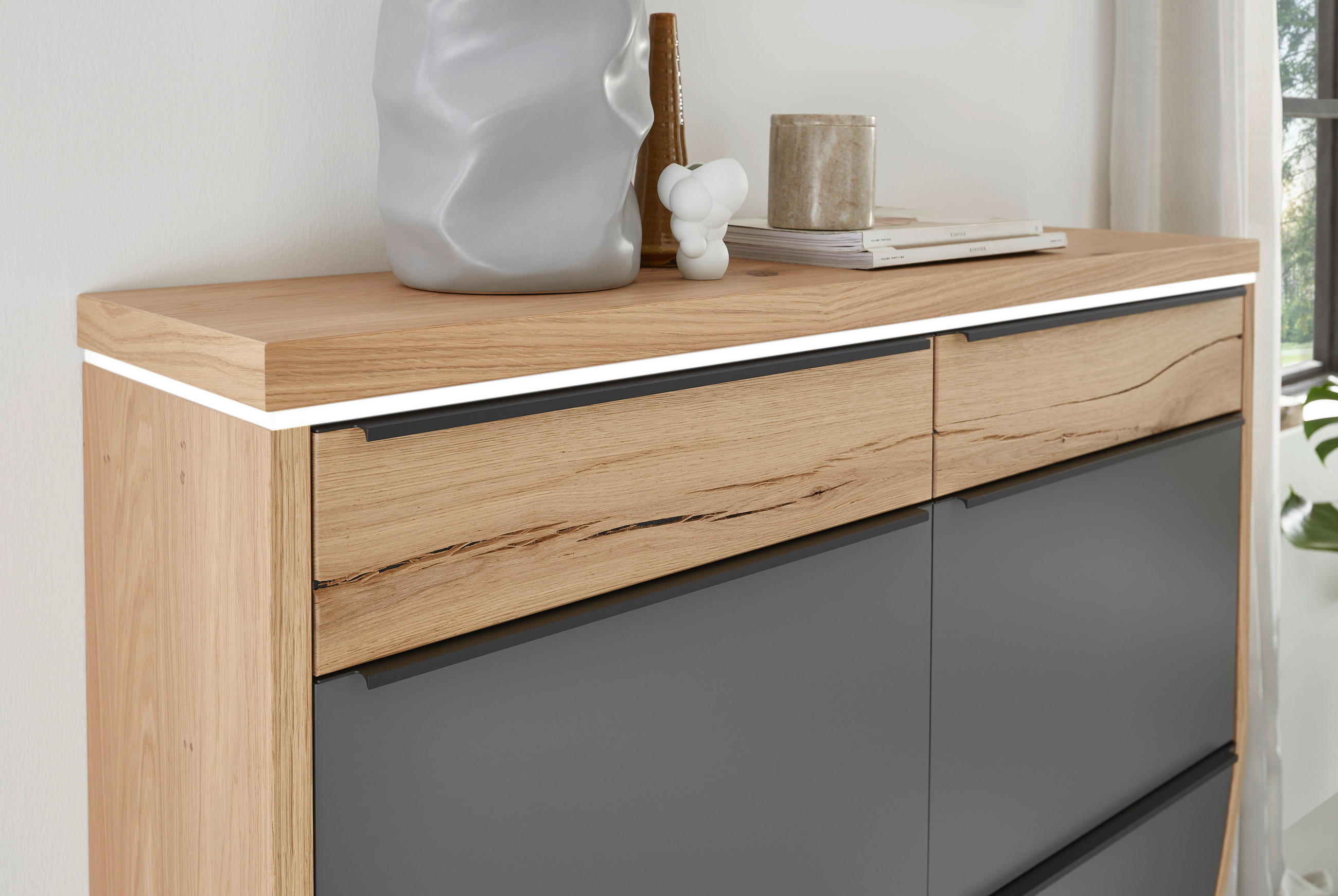 GARDEROBE Grau, Eichefarben - Eichefarben/Grau, Design, Holz (270/200/32cm) - Dieter Knoll