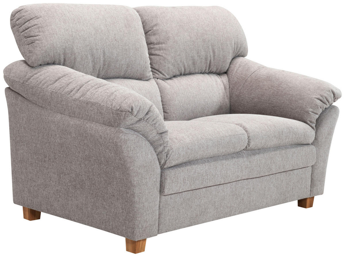 2-SITZER-SOFA Flachgewebe Hellgrau  - Eichefarben/Hellgrau, Modern, Holz/Textil (158/100/92cm) - Livetastic