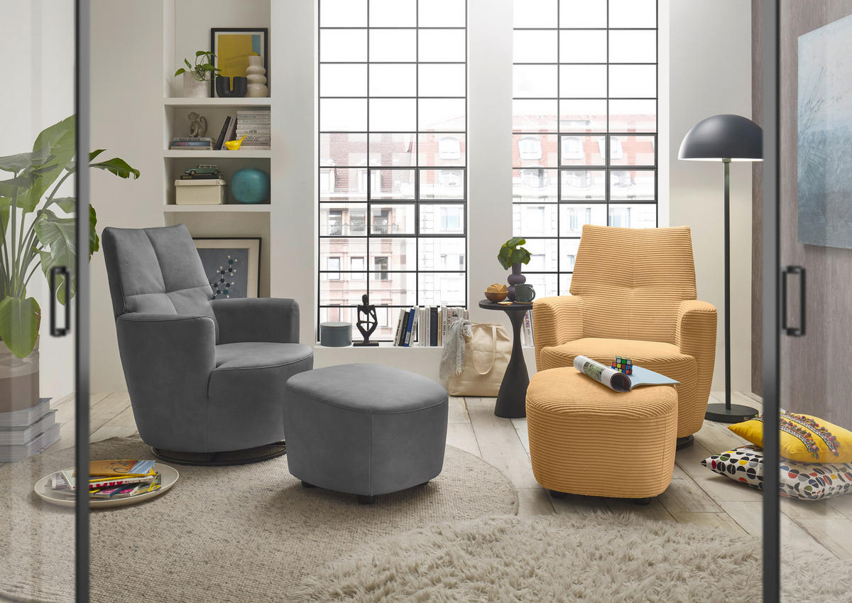 HOCKER Cord Honig  - Schwarz/Honig, Design, Kunststoff/Textil (54/41/57cm) - SetOne by Musterring
