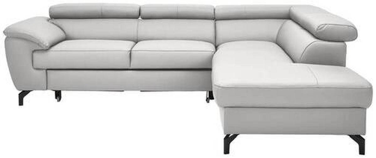 ECKSOFA Hellgrau Kombination Echtleder/Lederlook Lederlook  - Hellgrau/Schwarz, Design, Leder/Textil (256/220cm) - Celina Home