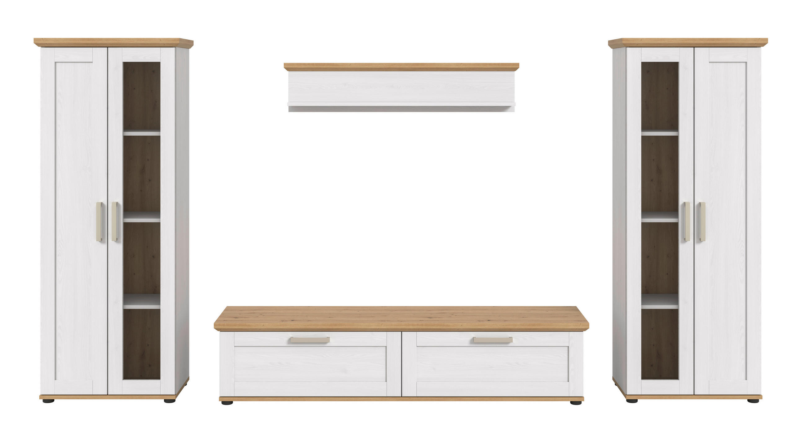 WOHNWAND 4-teilig  in Lärchefarben, Eiche Artisan  316/161/40 cm  - Silberfarben/Lärchefarben, Design, Holzwerkstoff/Kunststoff (316/161/40cm) - Livetastic