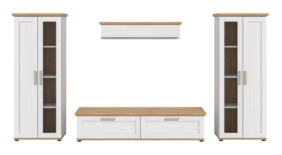 WOHNWAND 4-teilig  in Lärchefarben, Eiche Artisan  316/161/40 cm  - Silberfarben/Lärchefarben, Design, Holzwerkstoff/Kunststoff (316/161/40cm) - Livetastic